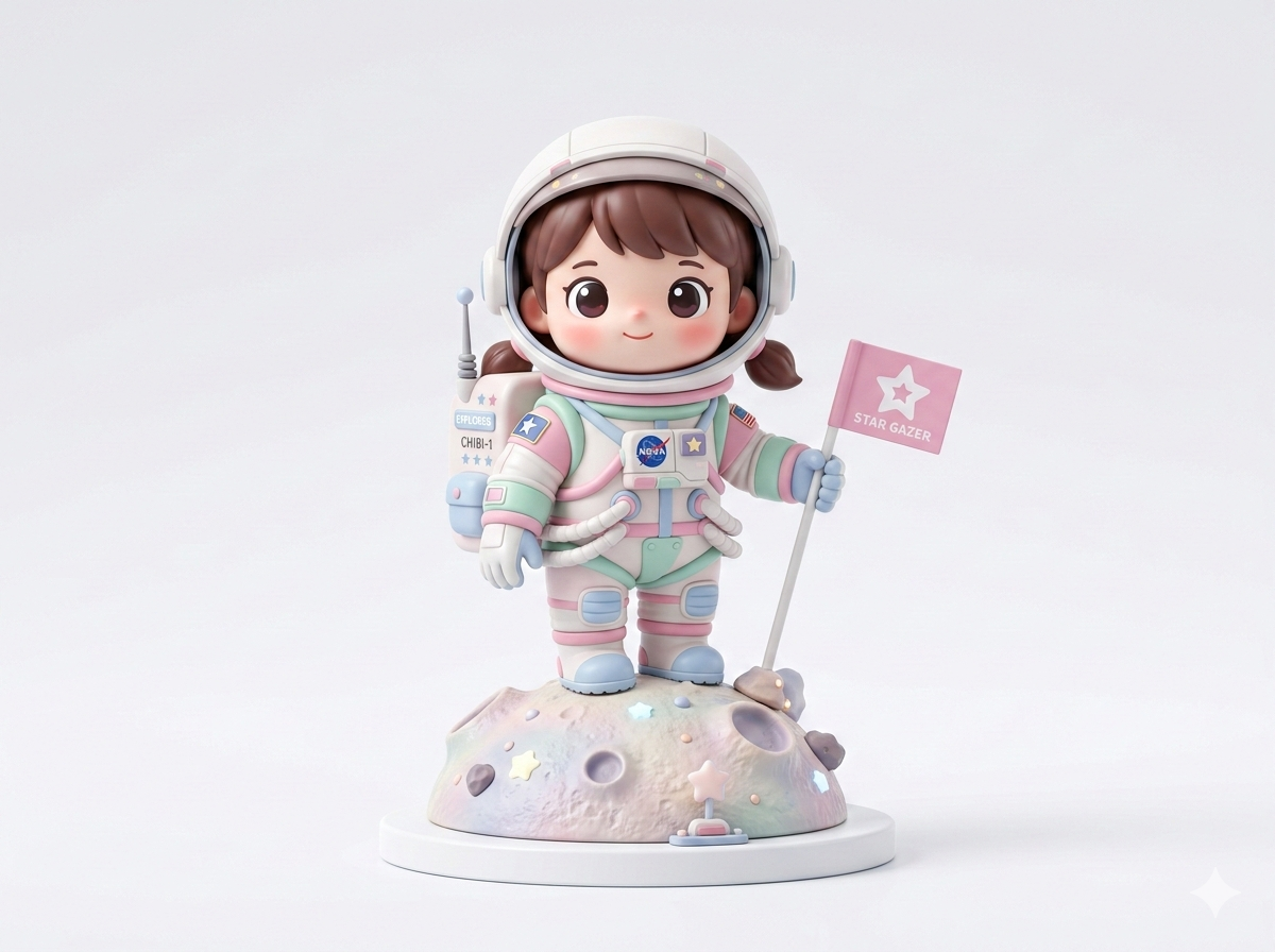 AI generated 3D chibi astronaut figurine toy style using Nano Banana 2